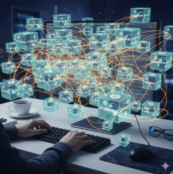 an ai-generated image of many IP addresses emerging from a computer